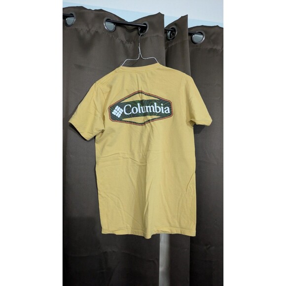 Columbia Sportswear Back Graphic Design Men's Yellow T-Shirt Size S - Picture 1 of 8